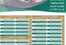 صورة جدول مواقيت الصلاة في الحرم المكي 1444-2023 pdf