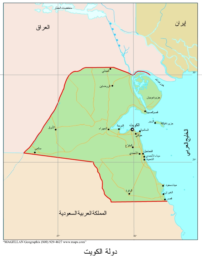 صورة خريطة الكويت قديما بالتفصيل