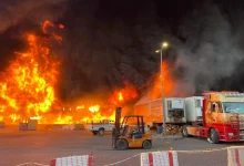 صورة موقع حريق مستودعات أرامكو في جدة