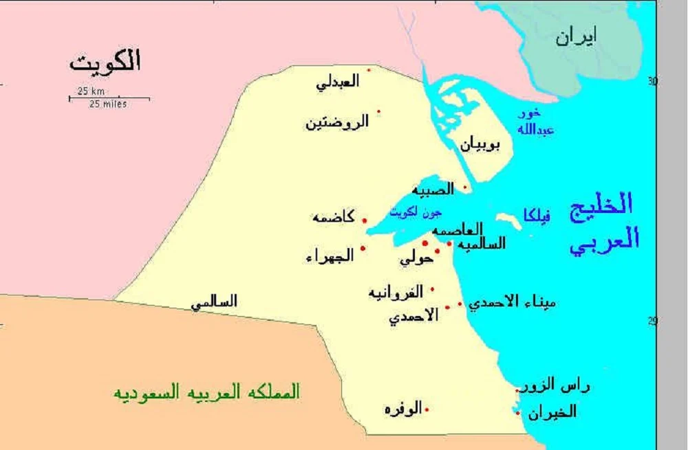 صورة خريطة مناطق الكويت بالتفصيل