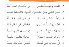 صورة شرح قصيدة وتجلت لي عمان مكتوبة