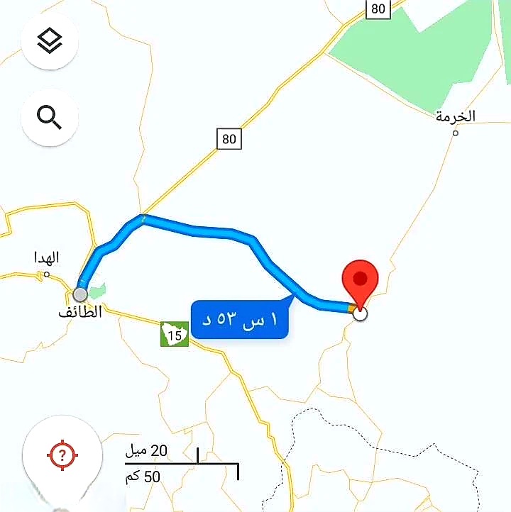 صورة موقع طريق الهدا على الخريطة