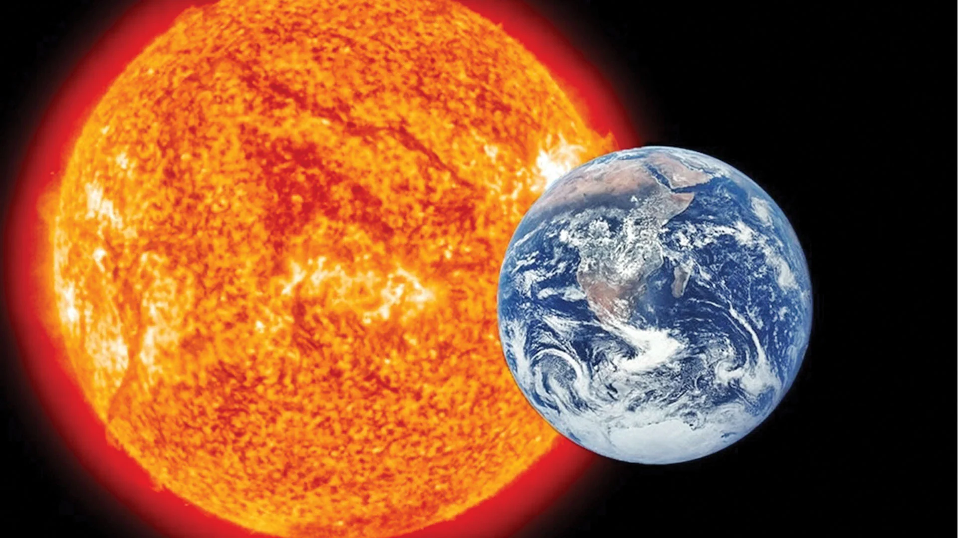 صورة كم هو قطر الشمس بالنسبه للارض ؟